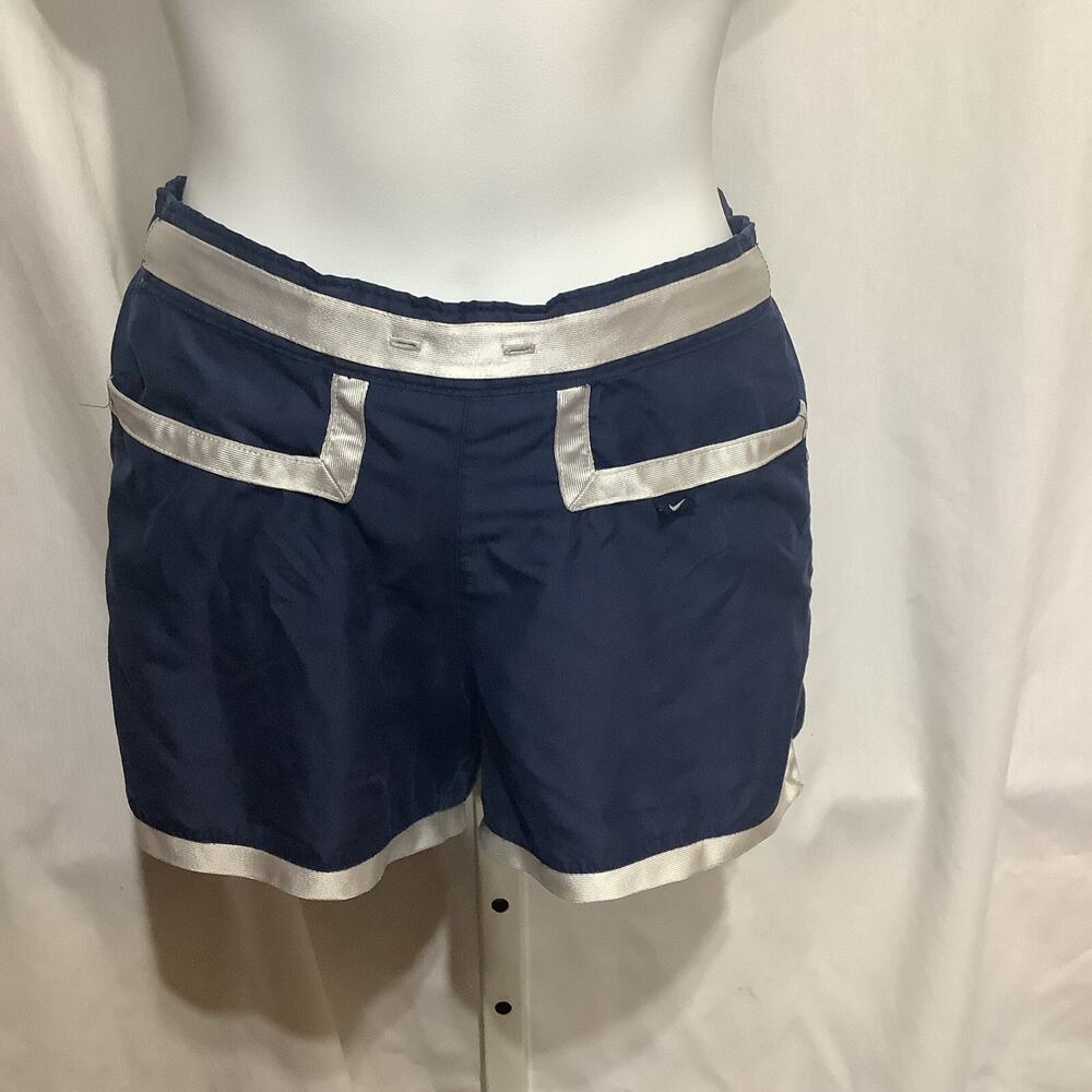 Nike Vintage Girls Blue Athletic Shorts Size Med 10/12 Swoosh Spellout Running